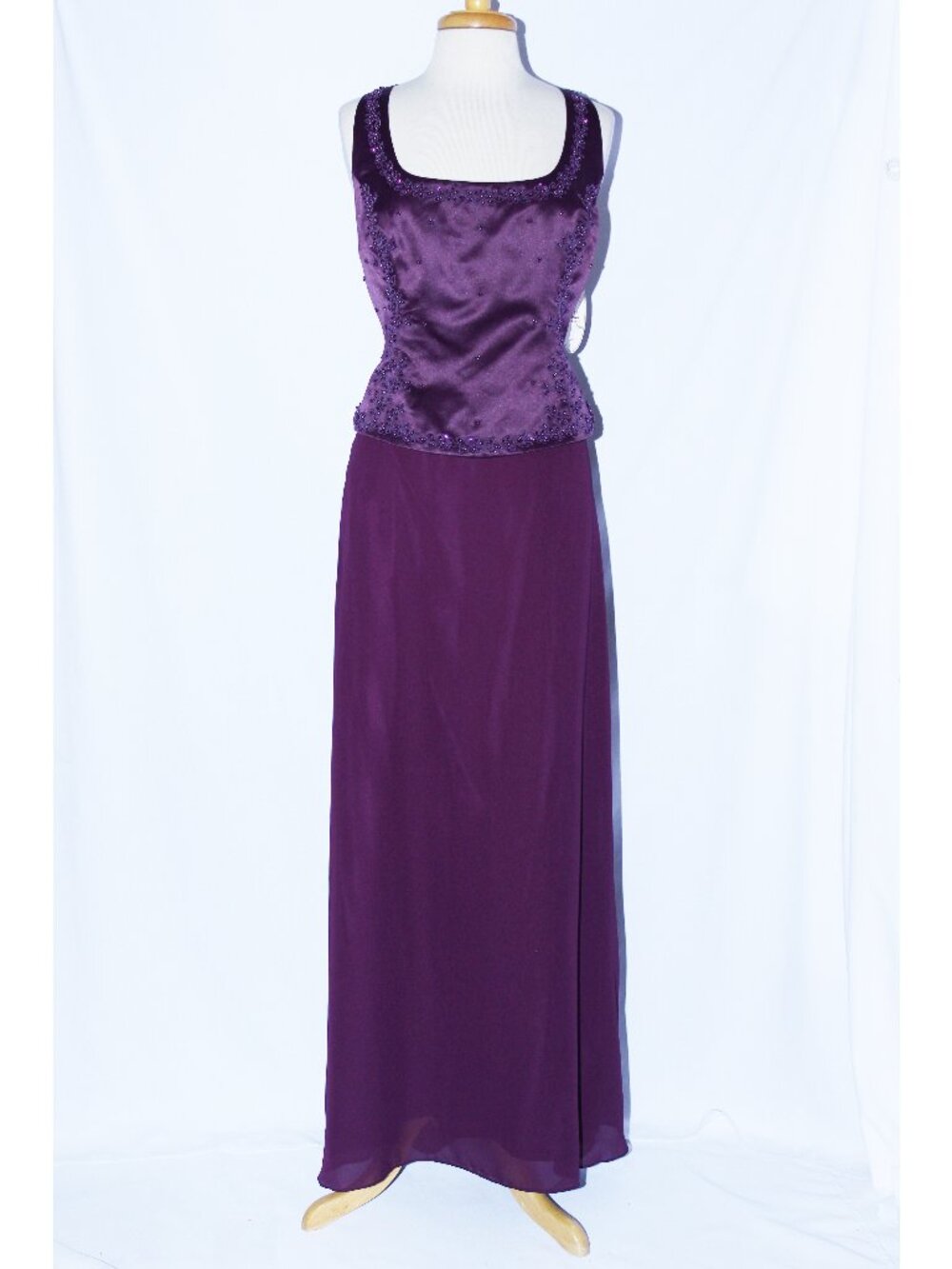 Rebecca #1353 Satin & Chiffon Mother of Bride or Groom Dress-Size 3X-PLUM-NWT